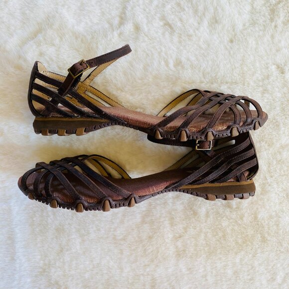 Skechers Brown Leather Adjustable Ankle Strap Sandals Women's size 7.5 - Picture 2 of 7